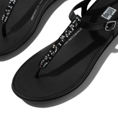 FitFlop - Gracie Crystal-Mix Leather T-Bar Sandals