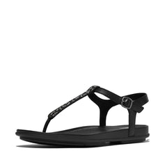 FitFlop - Gracie Crystal-Mix Leather T-Bar Sandals
