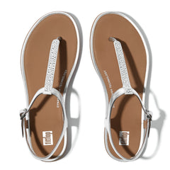 FitFlop - Gracie Crystal-Mix Leather T-Bar Sandals