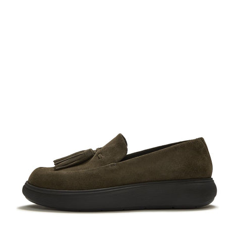 FitFlop - iQ-Comff Suede Tassel Loafers (Deep Olive/Black)