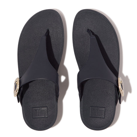 FitFlop - Lulu Crystal-Buckle Leather Toe-Post Sandals