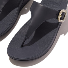 FitFlop - Lulu Crystal-Buckle Leather Toe-Post Sandals