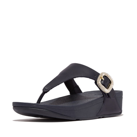 FitFlop - Lulu Crystal-Buckle Leather Toe-Post Sandals