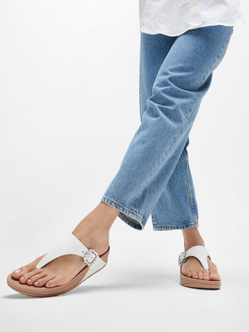 Fitflop- Lulu- Crystal-Buckle Leather Toe-Post Sandals