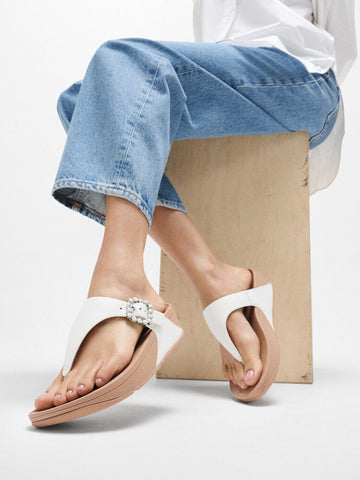 Fitflop- Lulu- Crystal-Buckle Leather Toe-Post Sandals