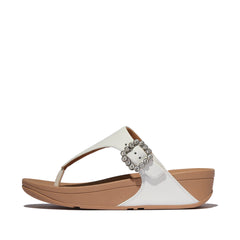 FitFlop - Lulu Crystal-Buckle Leather Toe-Post Sandals