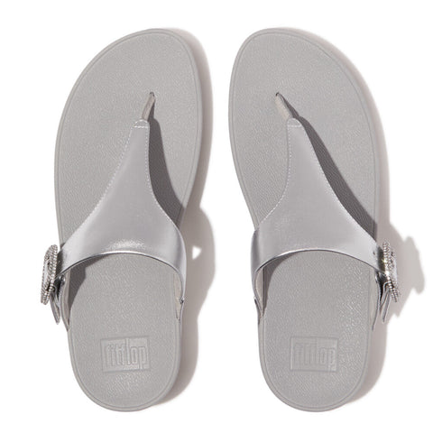 FitFlop - Lulu Crystal-Buckle Leather Toe-Post Sandals