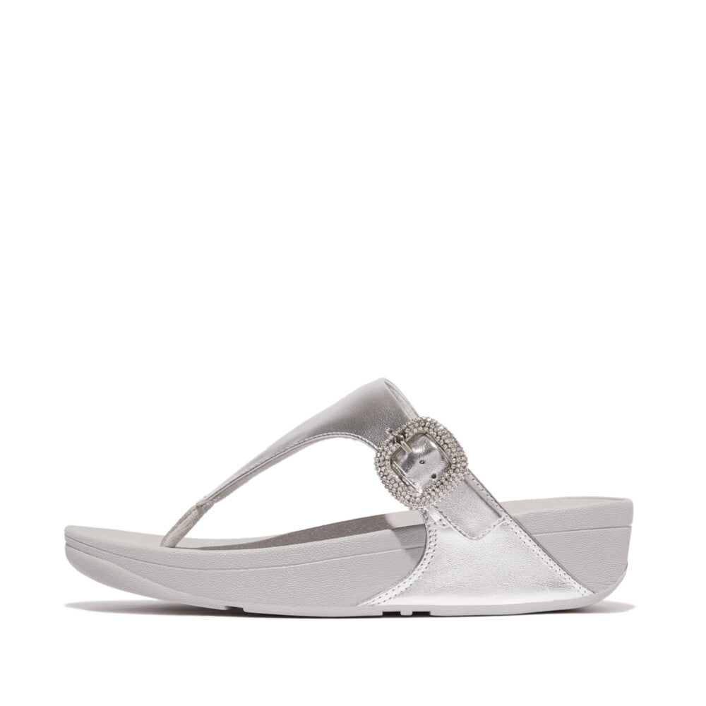 FitFlop - Lulu Crystal-Buckle Leather Toe-Post Sandals