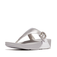 FitFlop - Lulu Crystal-Buckle Leather Toe-Post Sandals