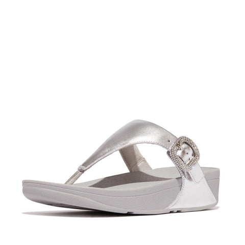 FitFlop - Lulu Crystal-Buckle Leather Toe-Post Sandals