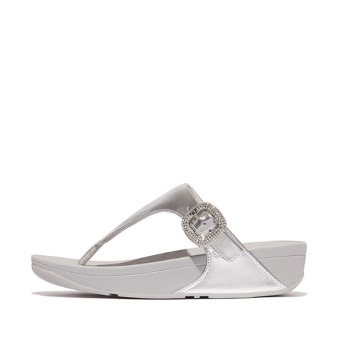 FitFlop - Lulu Crystal-Buckle Leather Toe-Post Sandals