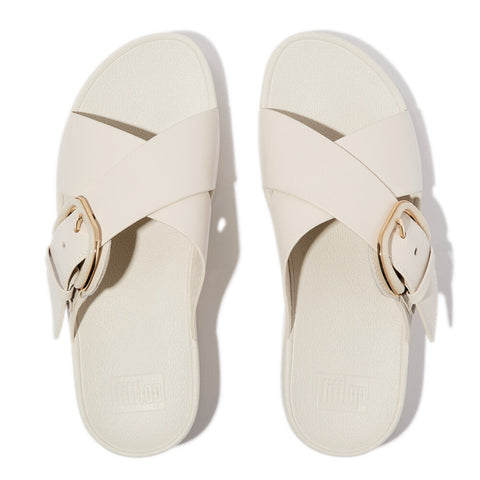 FitFlop - Resin-Buckle Leather Cross Slides