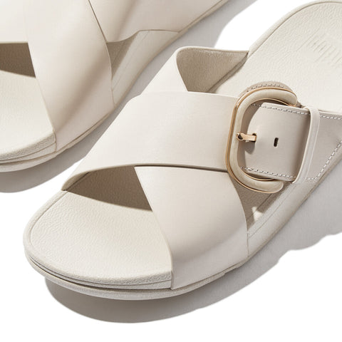 FitFlop - Resin-Buckle Leather Cross Slides