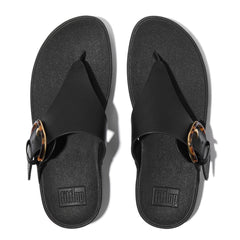 FitFlop - Lulu Resin-Buckle Leather Toe-Post Sandals