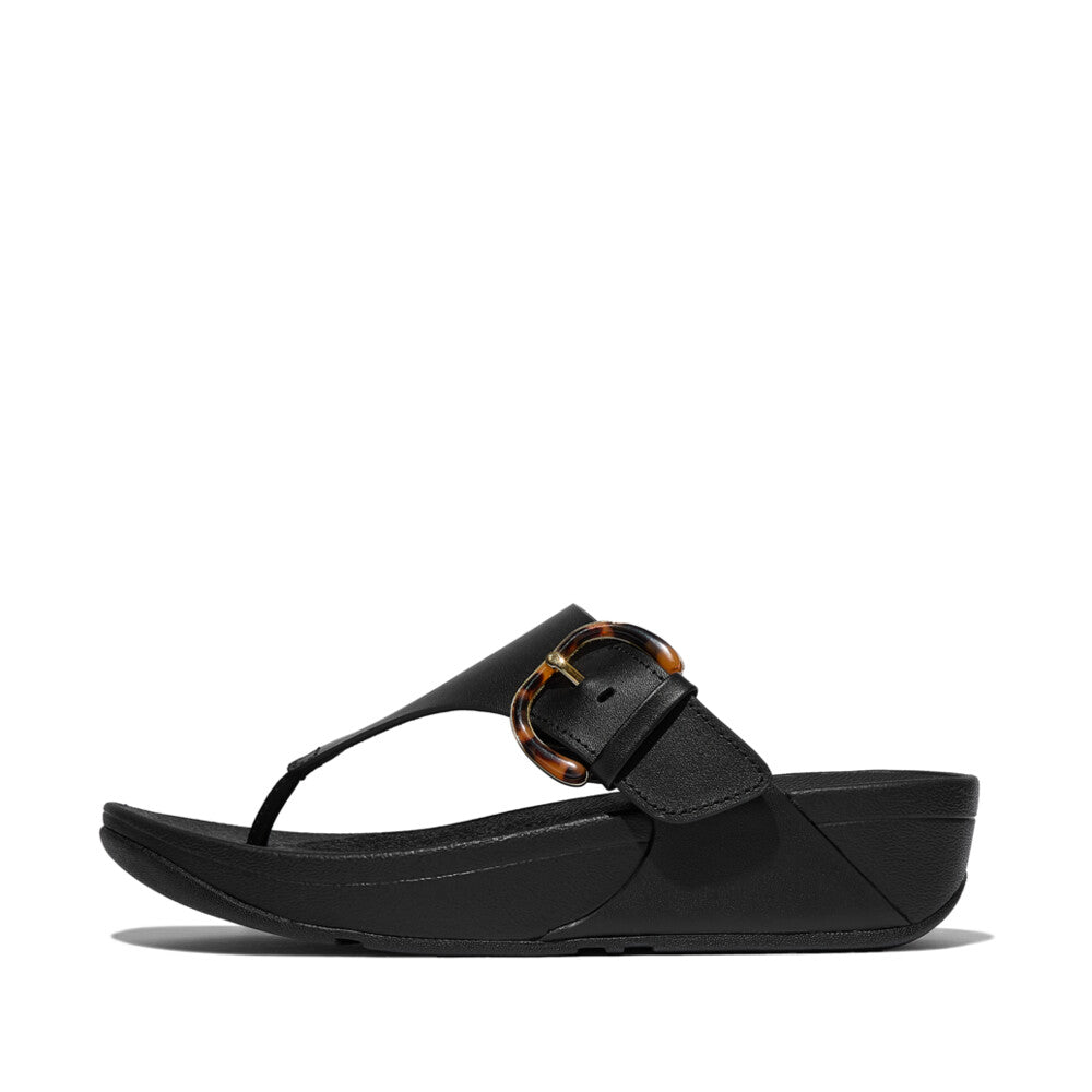 FitFlop - Lulu Resin-Buckle Leather Toe-Post Sandals