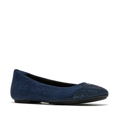 FitFlop - Delicato Crystal Cap-Toe Denim Ballerinas