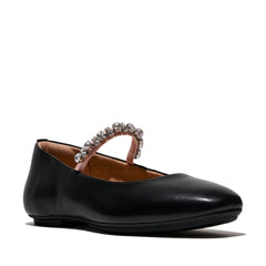 FitFlop - Delicato Pearls-and-Crystal Leather Ballet Flats