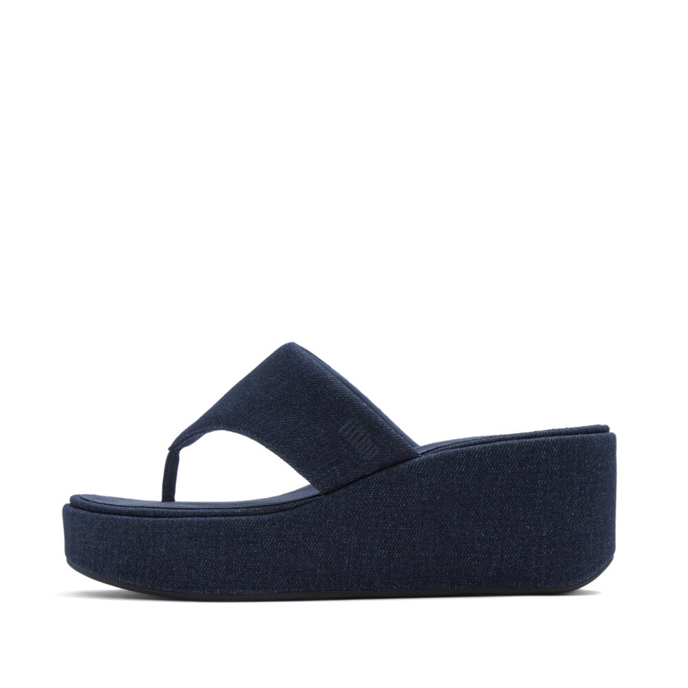 FitFlop PLATFFORMS Denim Wedge Toe-Post Sandals