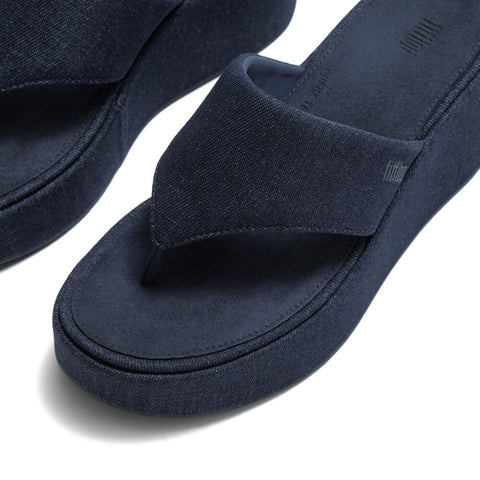 FitFlop PLATFFORMS Denim Wedge Toe-Post Sandals
