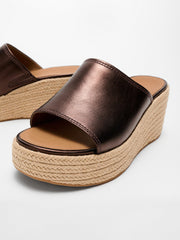 FitFlop - Platfforms Espadrille Metallic-Leather Wedge Slides