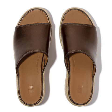 FitFlop Platform Espadrille Metallic-Leather Wedge Slides