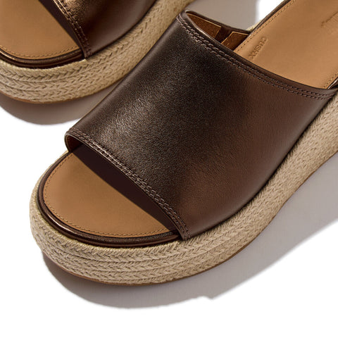 FitFlop Platform Espadrille Metallic-Leather Wedge Slides