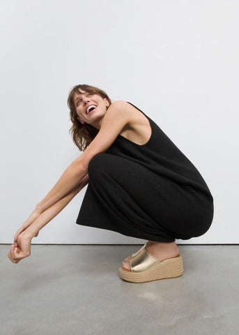 FitFlop Platform Espadrille Metallic-Leather Wedge Slides