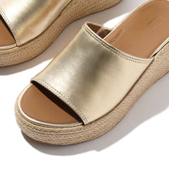 FitFlop - Platfforms Espadrille Metallic-Leather Wedge Slides