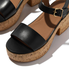 FitFlop - Platfforms Leather/Cork Heeled Ankle-Strap Sandals