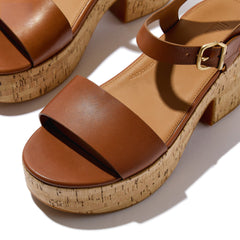 FitFlop - Platfforms Leather/Cork Heeled Ankle-Strap Sandals