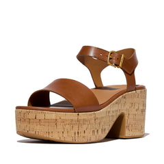 FitFlop - Platfforms Leather/Cork Heeled Ankle-Strap Sandals