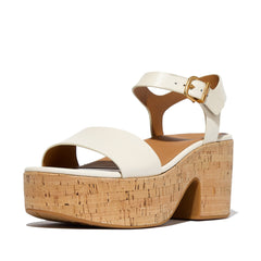 FitFlop - Platfforms Leather/Cork Heeled Ankle-Strap Sandals
