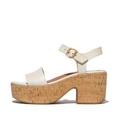 FitFlop - Platfforms Leather/Cork Heeled Ankle-Strap Sandals