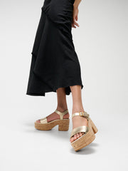 FitFlop - Platfforms Leather/Cork Heeled Ankle-Strap Sandals