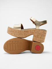 FitFlop - Platfforms Leather/Cork Heeled Ankle-Strap Sandals