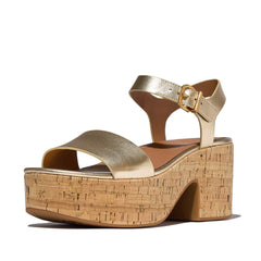 FitFlop - Platfforms Leather/Cork Heeled Ankle-Strap Sandals