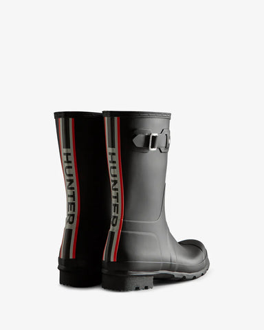 Hunter - Men's Tri-Colour Logo Backstrap Short Wellington Boots