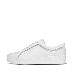 FitFlop - Rally Crystal-Trim Leather Sneakers