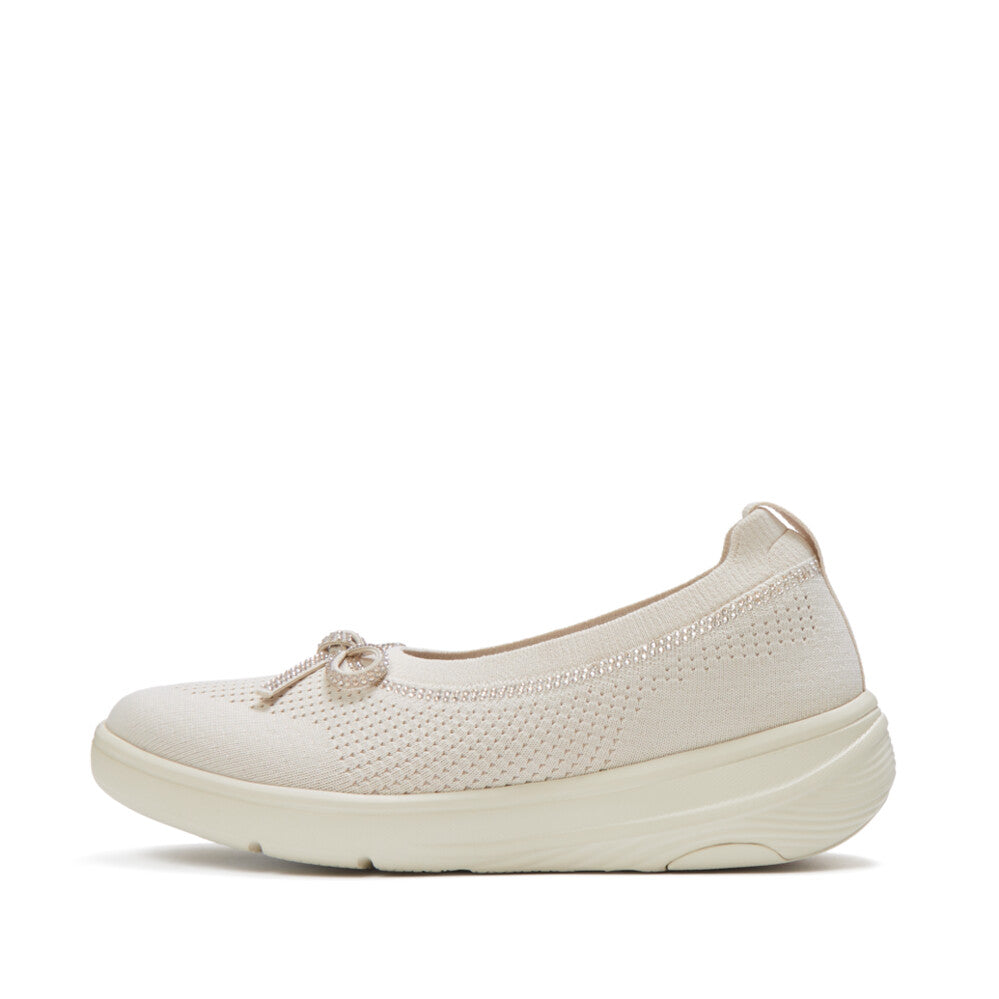 FitFlop - Super-Q Bow Crystal-Trim Knit Ballet Flats