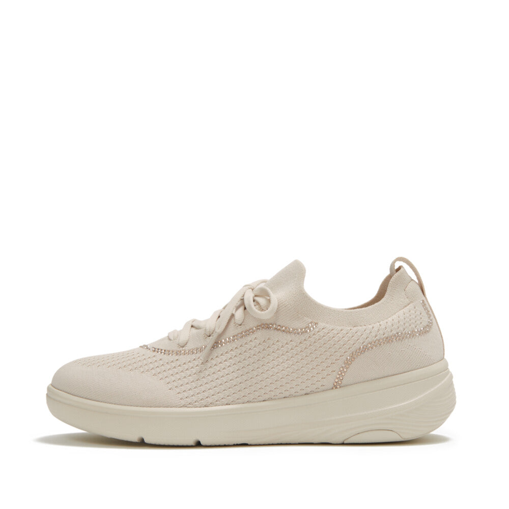 FitFlop - Super-Q Crystal-Trim Knit Slip-On Laced Sneakers