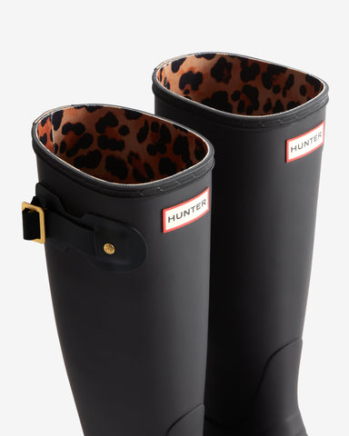 Hunter - Women's Leopard Print Backstrap Tall Wellington Boots