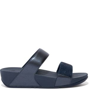 FitFlop Lulu Crys Embel Slides Midnight Navy