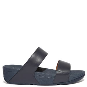 FitFlop Lulu Leather Slides Midnight Navy
