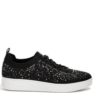 FitFlop Rally Ombre Crystal Knit Sneakers Black