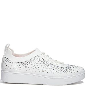 FitFlop Rally Ombre Crystal Knit Sneakers Urban White